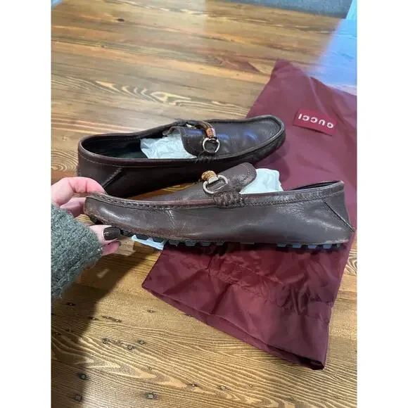 Gucci Leather Bamboo Horsebit Loafers Size 10.5 - Picture 10 of 11